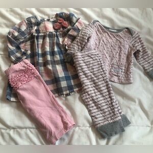 Two 3-6m girls outfits, pink & grey